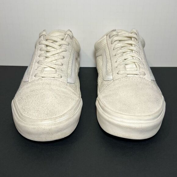 Womens VANS Old Skool Beige White Low Top Shoes / Size 7.5 - Picture 2 of 9